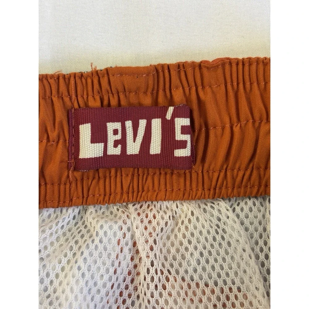 Levi's California Boys XL Orange Plaid Long Board Shorts Beach Surf Resort Ocean